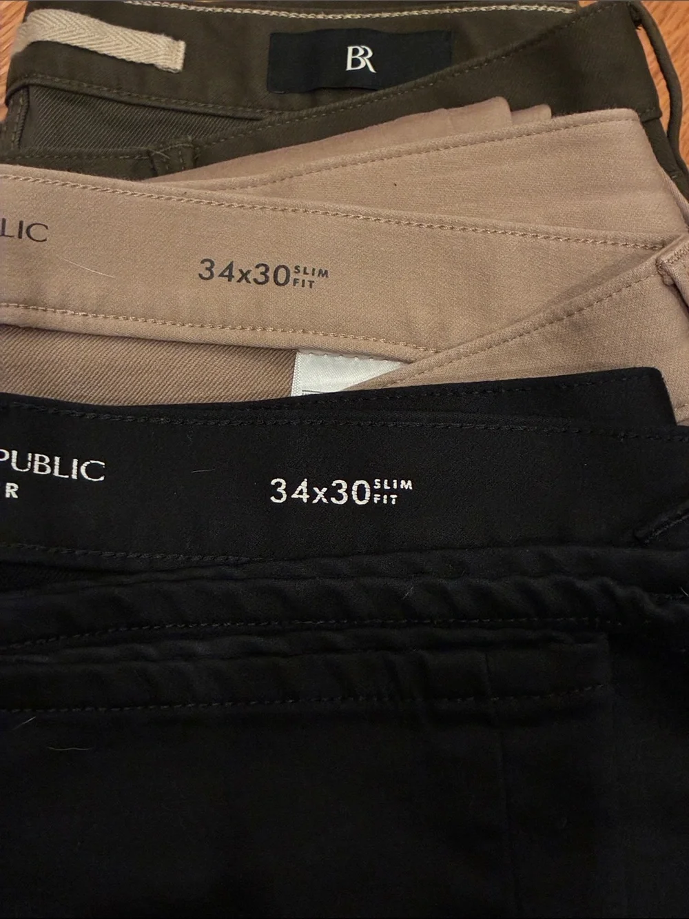 Banana Republic Slim Fit Chinos in Black, Tan, Olive